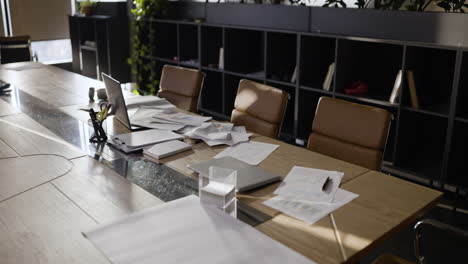 Empty Conference Room with Documents