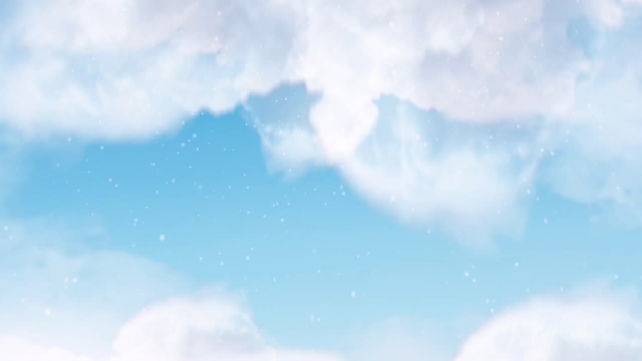 Premium stock video - Animation of sky with clouds over snow falling