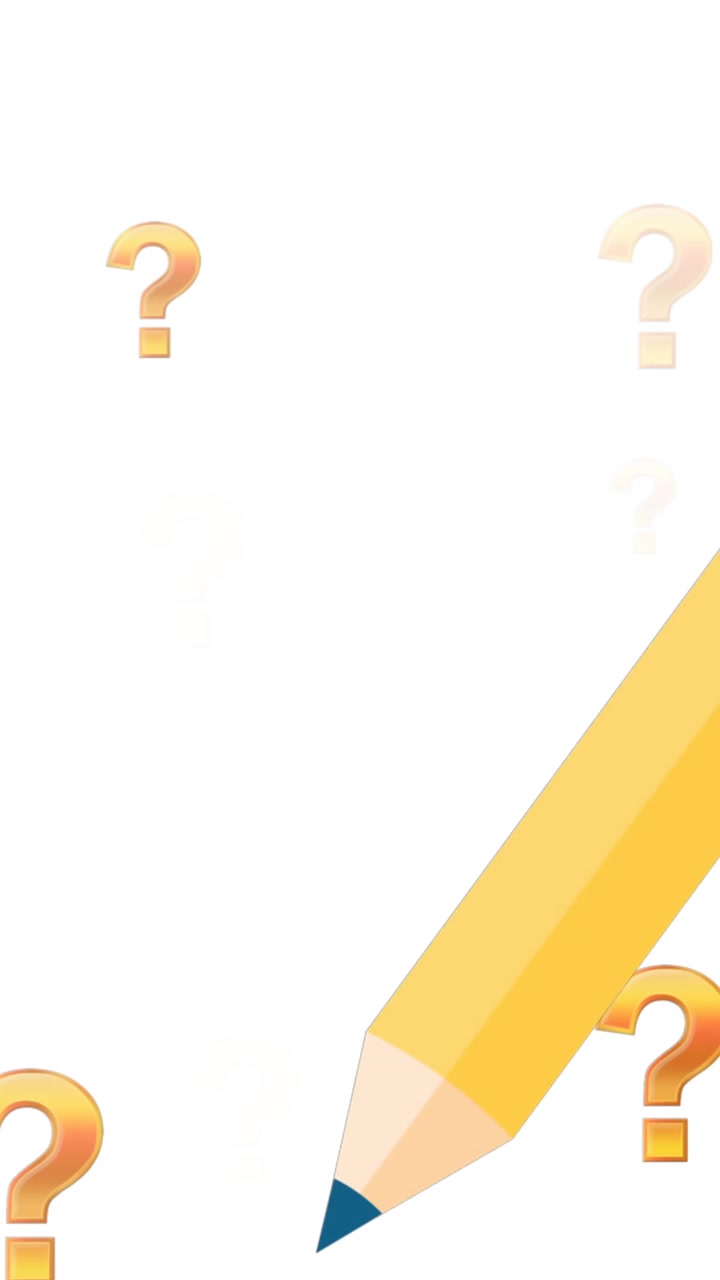 Animation of pencil icon and question marks over white background