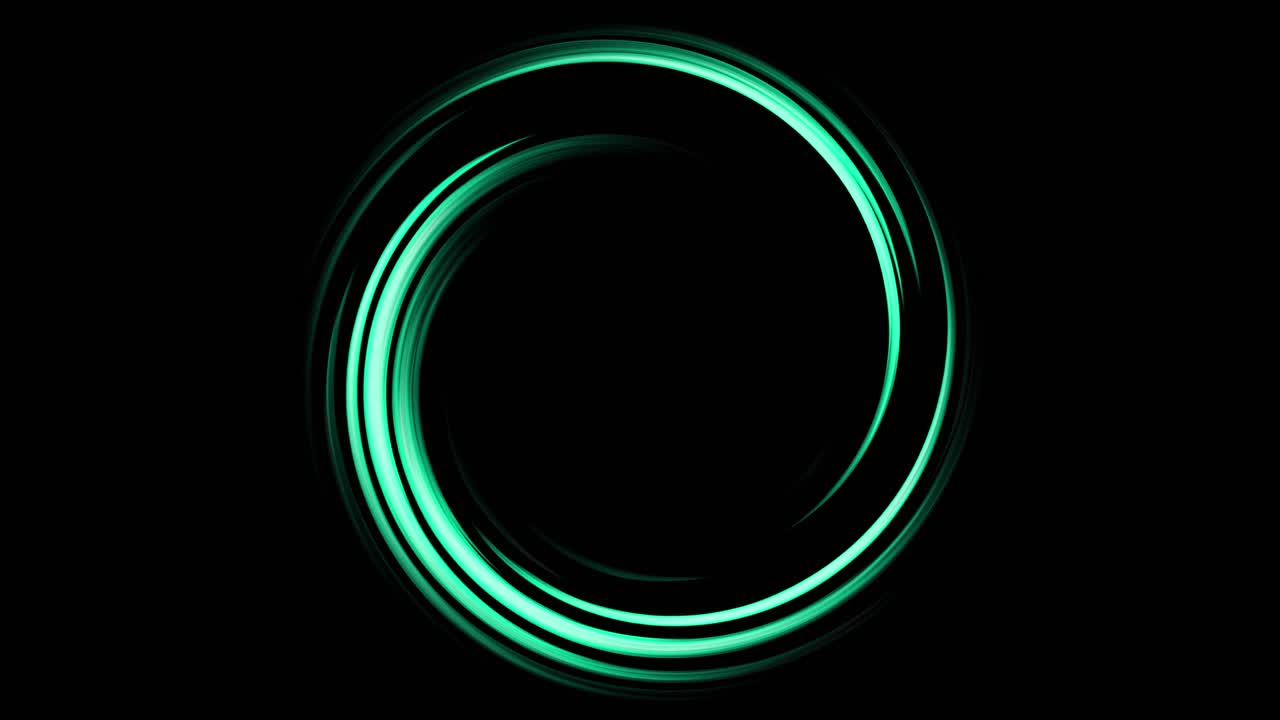 A neon circle rotating in black background. 2d animation