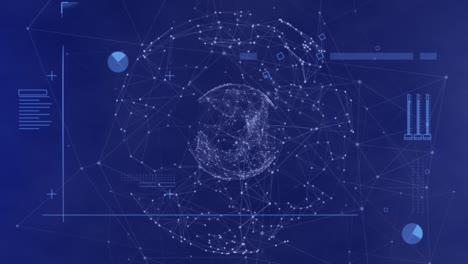 animación del registro estadístico en todo el mundo de las conexiones sobre fondo azul