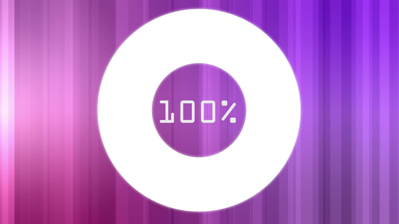 Loading circle completing on a purple background