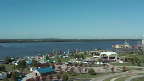 alton, illinois riverfront, mississippi river, and alton expo carnival