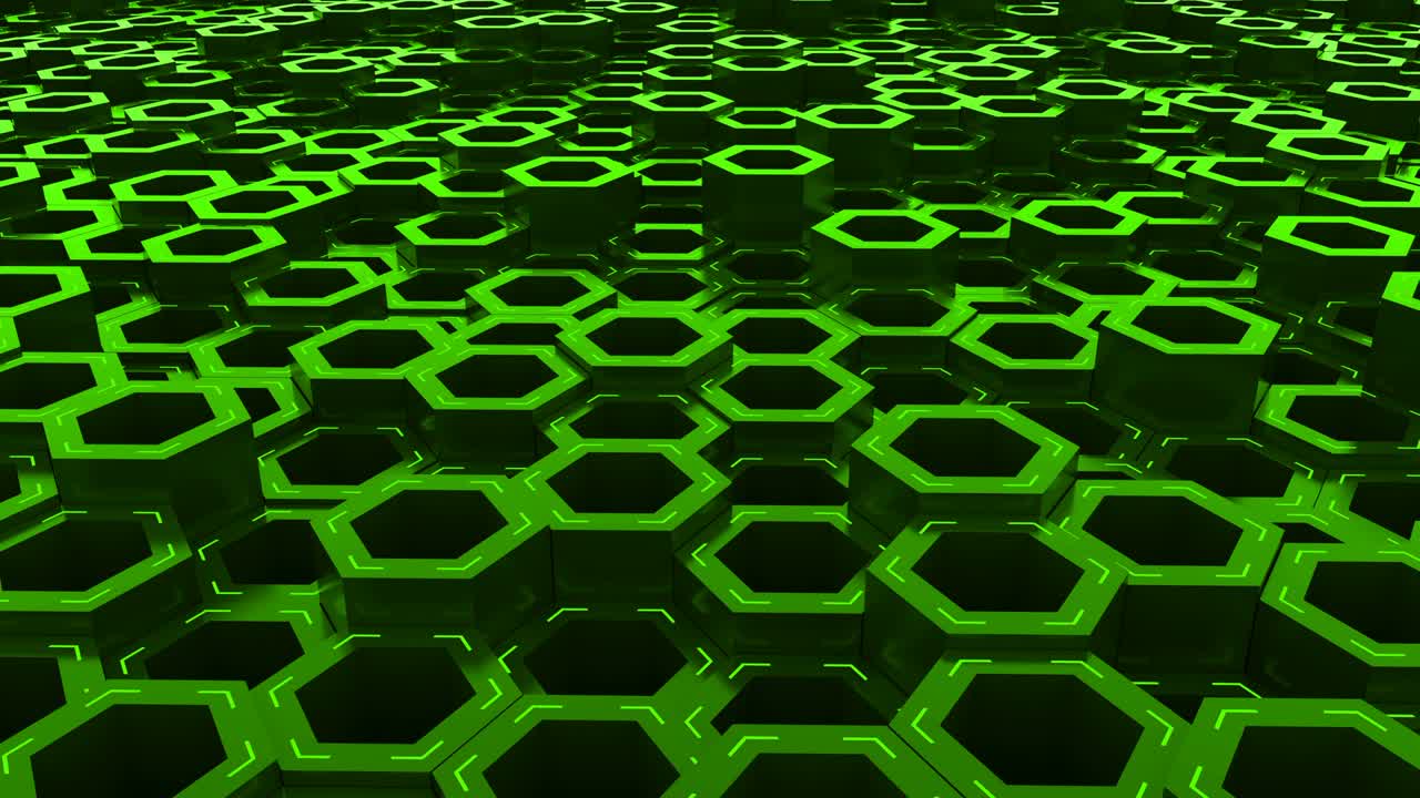 fondo de hexágono en bucle abstracto de 4k verde
