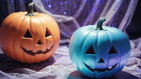 las calabazas naranjas y azules de halloween