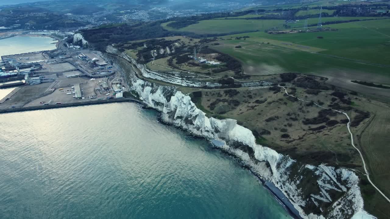 Aerial View of the White Cliffs of Dover Coastline