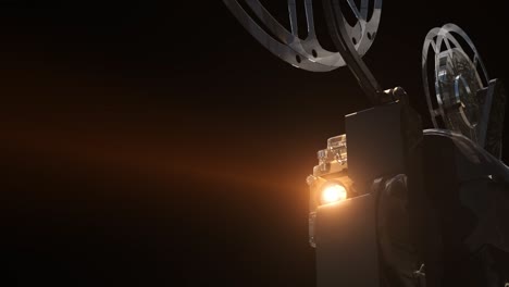 cinema projector working. projector ray of light reflecting 3