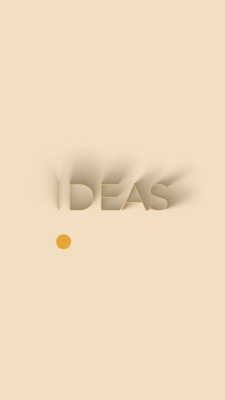 Animazione creativa della parola IDEAS. Caratterizzata da un’ombreggiatura lunga e gradevole e una combinazione di colori vintage caldi. Perfetta per agenzie e creator.