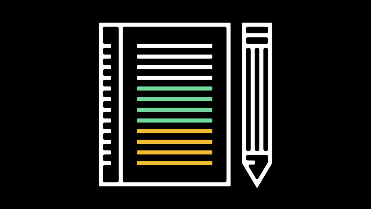 Take a Note Line Icon Animation with Alpha