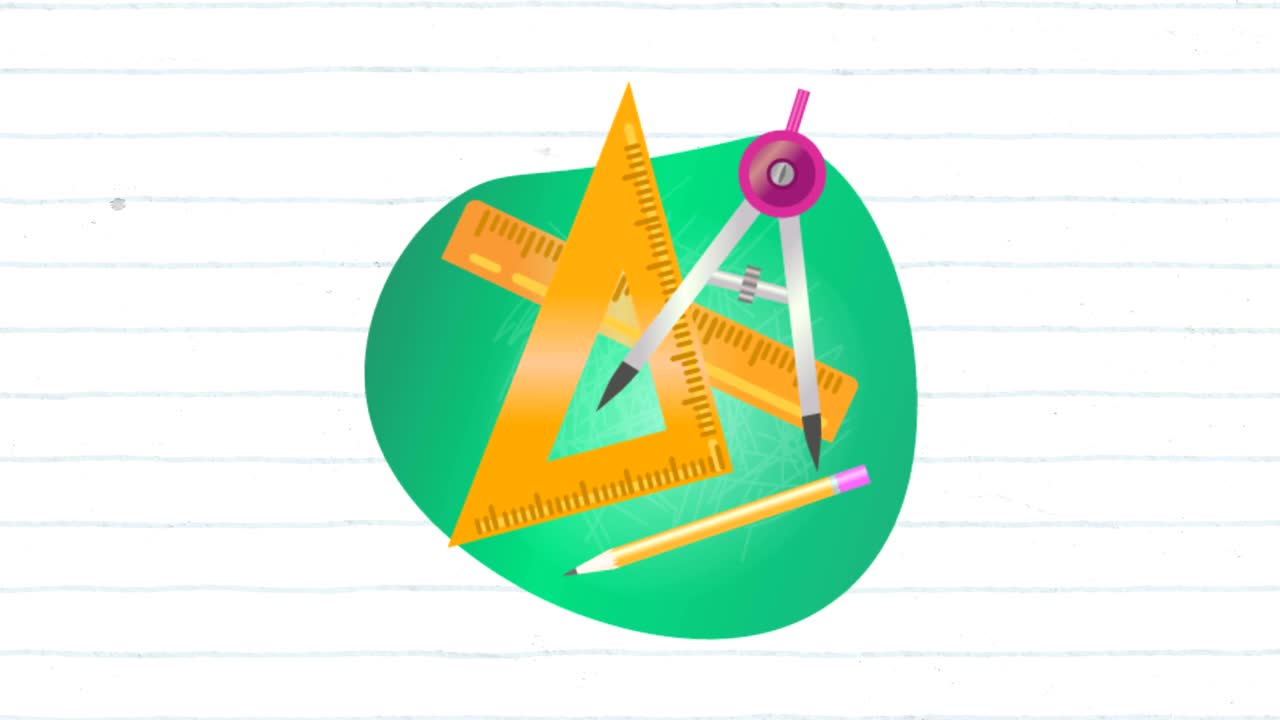 animación de varios materiales geométricos en una forma verde con líneas azules sobre un fondo blanco