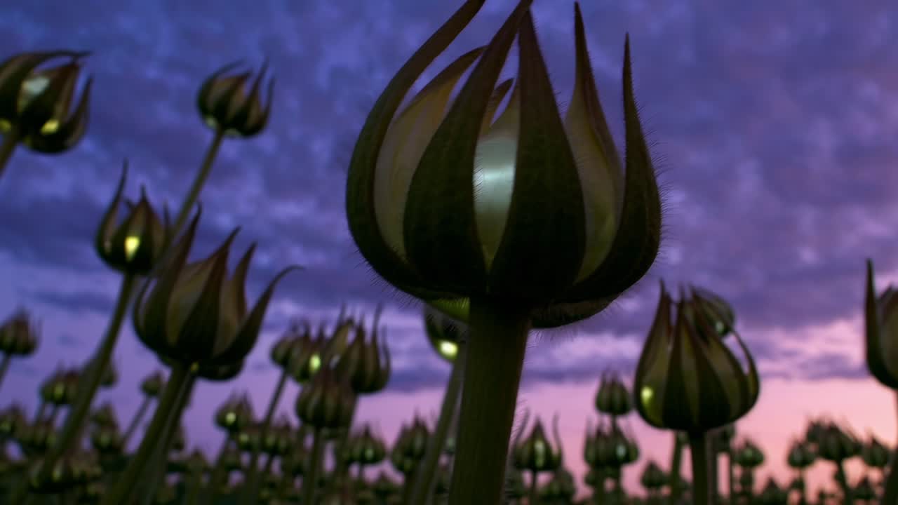 Enigmatic Flower Buds Under Twilight Sky