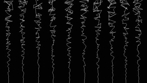 linee grigie come fumo che si muovono verso l'alto dalla parte inferiore del fotogramma e morphing su sfondo nero animazione 2d