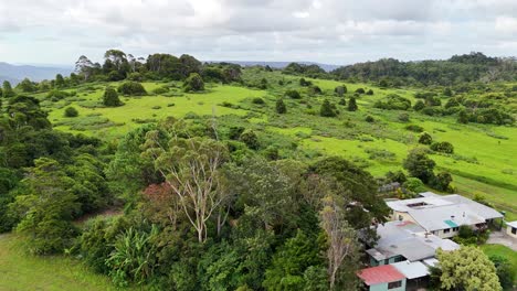 aerial view of lush green hills and forest