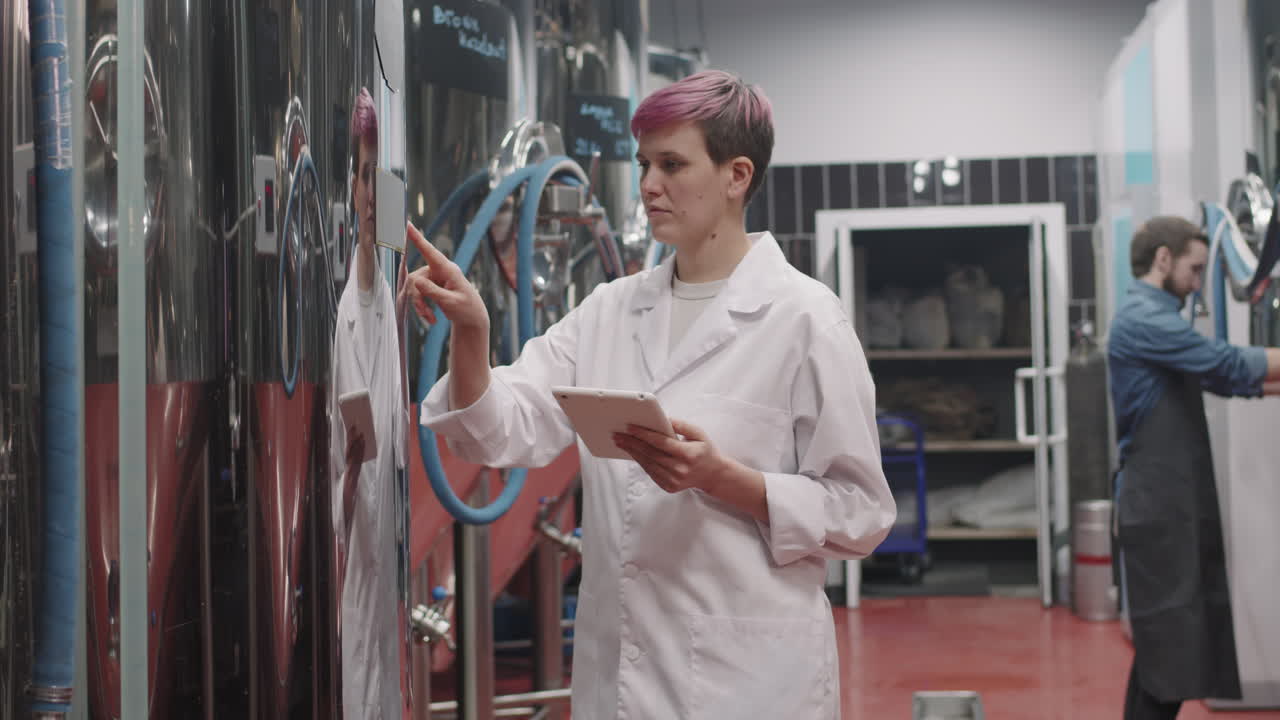 Female Sanitary Inspector At Beer Production Plant