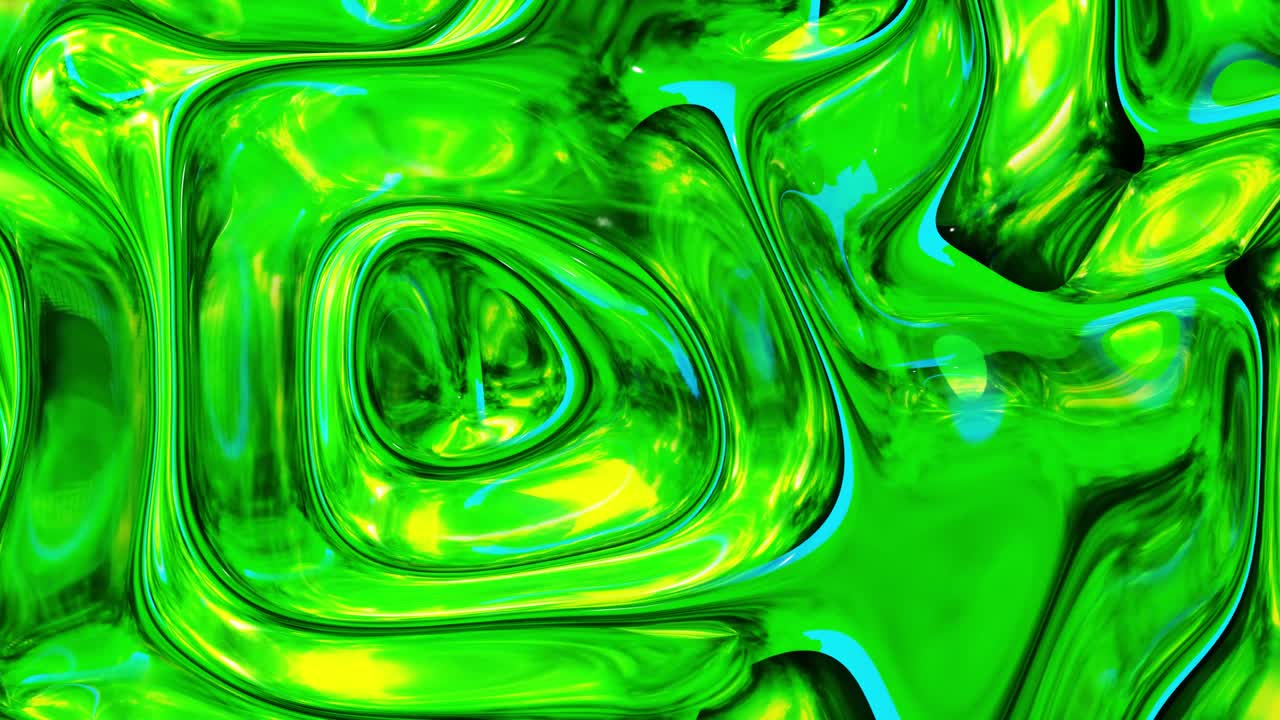 3d アブストラクト 緑色の波状の表面 輝く液体ガラスのような美しいグラデーションカラー 4k トレンディなカラフルな液体アニメーション