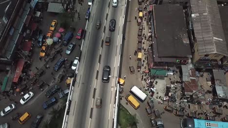 drone view of a road and a big rotary in lagos nigeria