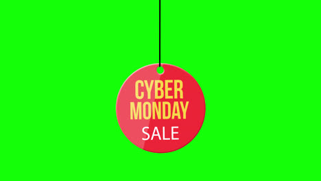 Cyber-Monday-Sale-badge-hanging-with-rope.-paper-tag-label-with-Alpha-Channel-transparent-background.