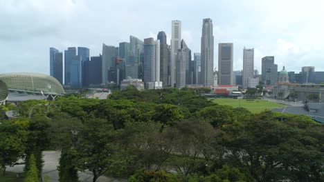 singapore city skyline with park