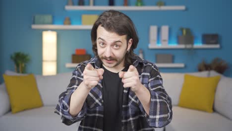 man giving motivational speech to camera. gestures.