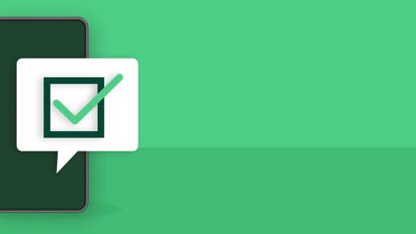 hand holds phone with secure sign on screen on green background. motion graphics.