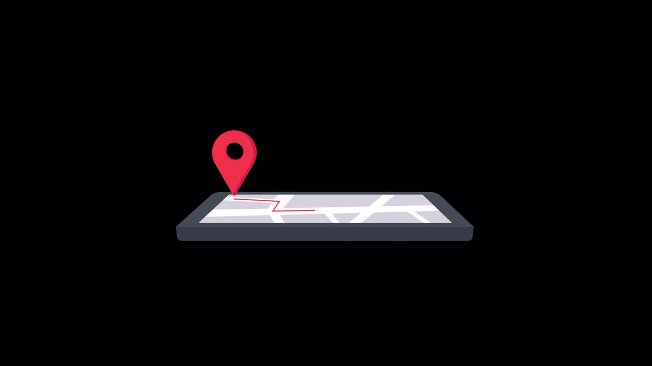 Animated Map with Location Pins and Route on a Digital Device