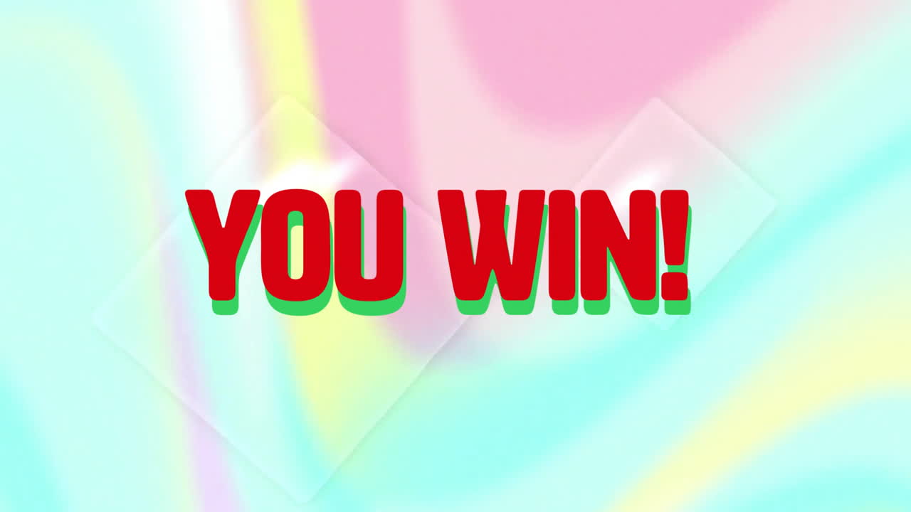 당신은 승리! 다채로운 파스텔 배경에 텍스트 애니메이션