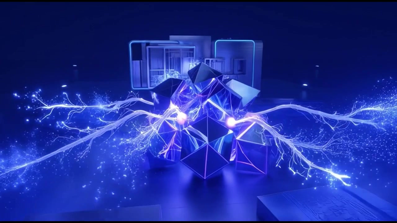 Abstract Geometric Shapes Emitting Electric Energy Sparks