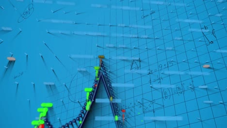 animación de gráficos y fórmulas matemáticas en fondo azul.
