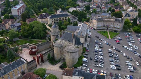 castle of the dukes of alencon with city hall, orne in normandie, france