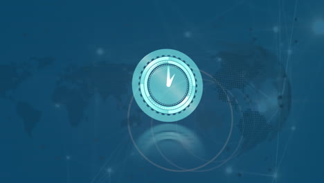animación de un reloj moviéndose rápido sobre un fondo azul
