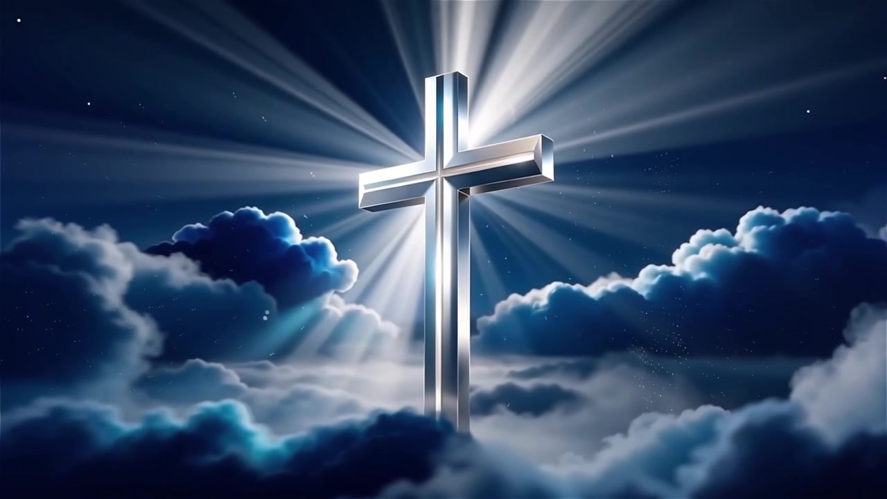 Christian Cross Heavenly Light Worship Background