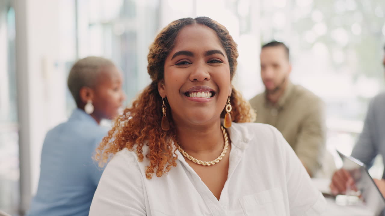 Happy, smile and face of a business woman