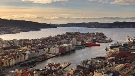 timelapse of the harbor in bergen, norway