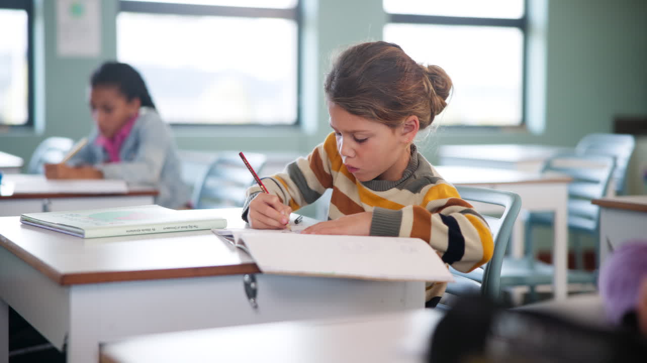 Children studying in a classroom