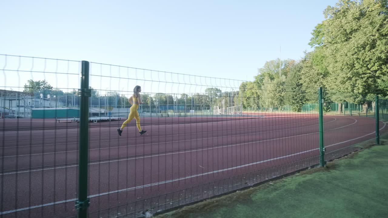 mujer corriendo en una pista
