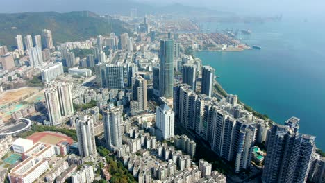 vista aérea sobre la costa de shenzhen en un hermoso día claro