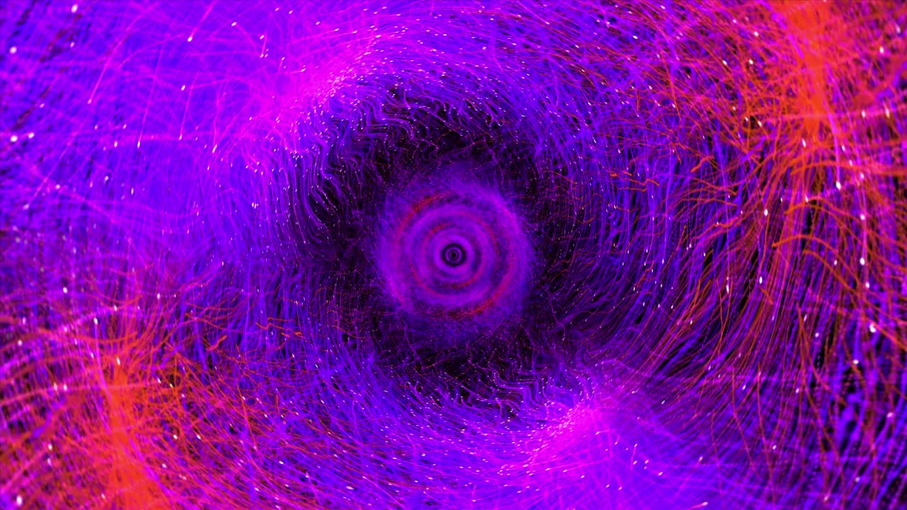 vuelo interminable a través de hipnótico azul rojo púrpura malla de neón luces red red cyber wire marco túnel. 4k 3d bucle listo animación de viaje túnel digital. wire-marco futurista estilo vintage vj clip de fondo.