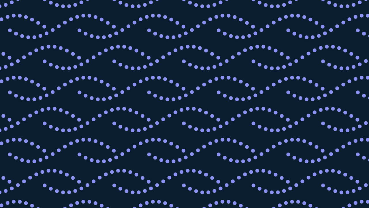 Seamless abstract background footage featuring rows of dotted wave patterns on a dark backdrop. Soft flowing curves create a modern, minimal motion design ideal for titles, overlays and presentations