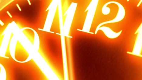 el reloj de fuego brillante en primer plano.