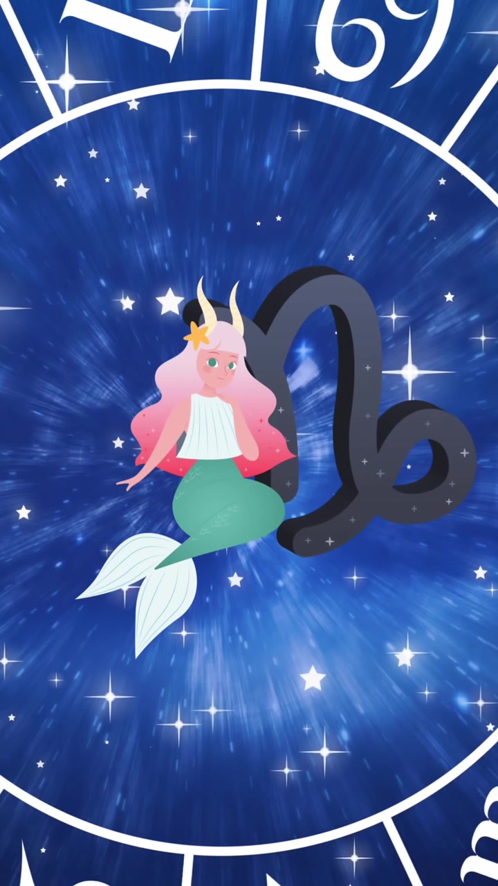 Animazione del segno zodiacale dei Pesci nella ruota zodiacale su un cielo notturno stellato.