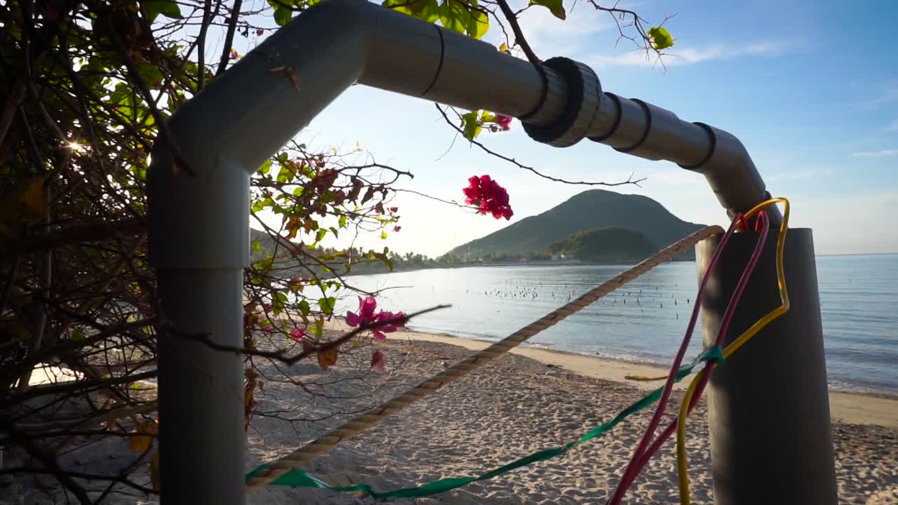 Interesting and calm framing showing a nice beach in the sunrise
