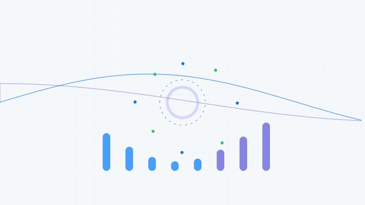 Animated Abstract Data Visualization with Moving Bars and Waves