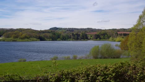 wide shot looking west of ogston water reservoir taken at the north car park