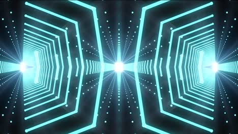 abstract futuristic tunnel with glowing lights and geometric patterns