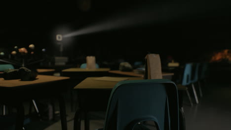 empty classroom at night