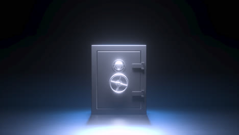 strongbox with opening door in bank. 3d animation