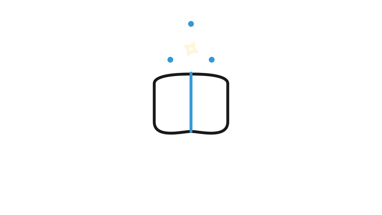 Disegno di un'icona libro animata minimalista su sfondo bianco