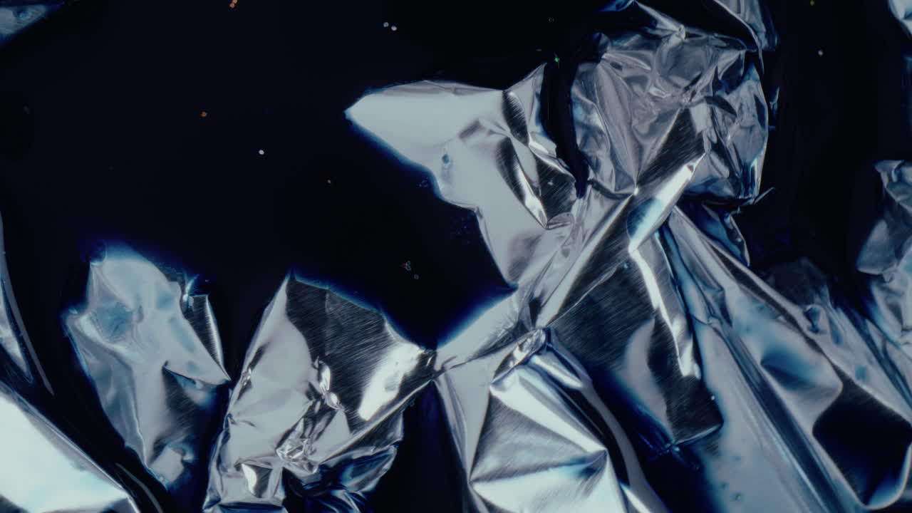 Crumpled Foil with Blue Ink and Glitter