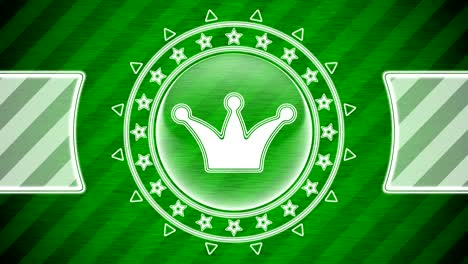 crown icon in circle shape and green striped background. illustration.