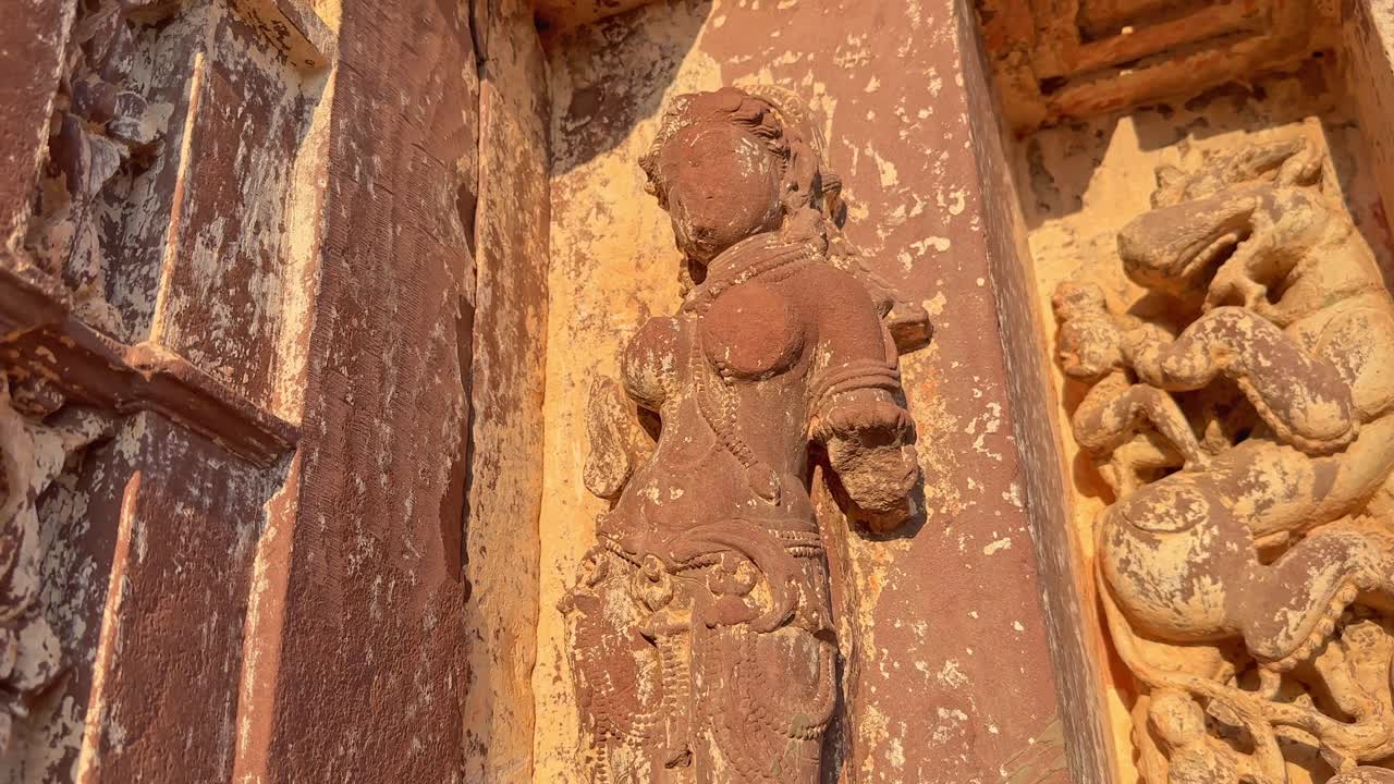 Closeup of Vandalized statue on the hindu temple